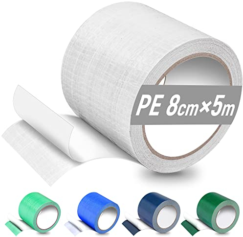 PE Planenband, Reparaturklebeband für Gewebeplanen, Planenflicken, 5M*8CM, für lkw abdeckplane, Markise, Zelt, Weiß