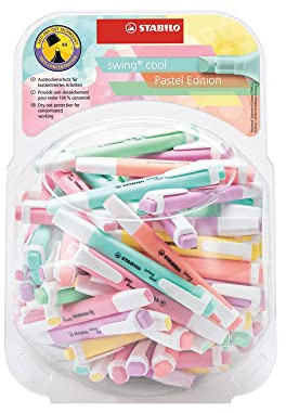STABILO Stabil Textmarker Swing Cool Pastell Präsentation 100 Stück verschiedene Farben