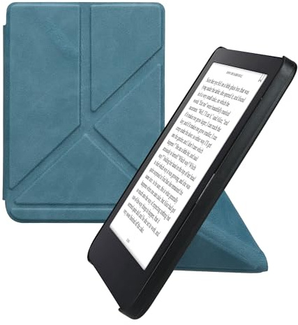 kwmobile Hülle kompatibel mit Kobo Clara 2E / Tolino Shine 4 Hülle - Kunstleder Case - eReader Schutzhülle - Cover Petrol