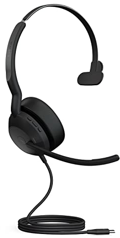 Jabra Evolve2 50 Wired Mono Headset Air Comfort Technology, Noise-cancelling Mics, and Active Noise Cancellation - MS Teams Certified, Works with All Other Platforms - Black