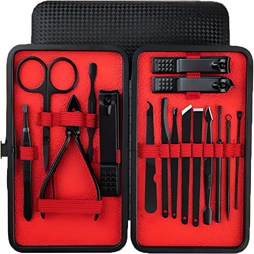 Retoo Set manicure, set per la cura delle unghie, set da viaggio per unghie piccolo per uomo, set tagliaunghie per manicure da 16 pezzi, pedicure, kit per la cura delle unghie, acciaio inossidabile