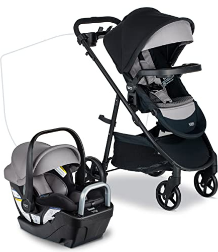 Britax Willow Brook S+ Baby Travel System, Infant Car Seat and Stroller Combo with Alpine Base, ClickTight Technology, SafeWash Insert and Cover, 1 Count, Graphite Onyx
