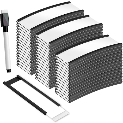 50 Stück Magnetische Etiketten, 25mm X 75mm Magnetschilder Zum Beschriften, Magnetstreifen Beschreibbar, Etikettenhalter Abnehmbar Namensschilder Magnetisch Für Kühlschränke Und Whiteboard