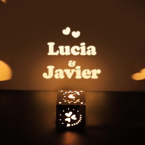 Transparent Gift Lámpara Personalizada con Nombres. Caja Mágica de Luz Proyector. Lámparas Personalizadas para Parejas. Regalos Personalizados para Mujer y Hombre. Regalos Originales para Niños, Niñas
