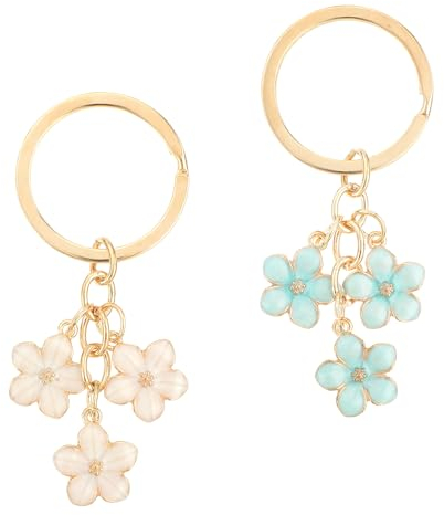 Ouligay 2 Stück Blume Schlüsselanhänger für Mädchen Damen, Süß Bag Charms Aesthetic Taschenanhänger für Frauen Geburtstagsgeschenk Kleine Geschenke Beste Freundin Geburtstag Kollegen Erzieherin Lehrer