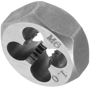 CoCud Sechskant-Schneideisen M6 x 1 Steigung für zylindrische Rohrgewinde | Schneidwerkzeug aus kohlenstoffhaltigem Stahl, Mit 4 Spannuten, Zur Gewindereparatur