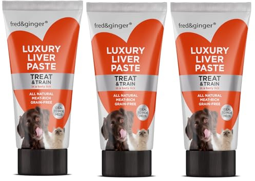 Fred & Ginger Liver Paste Tubes for Dogs and Cats 75g [Pack of 3] Grain Free, Hypoallergenic Luxury Liver Pate Ideal Training Aid, Medication Administering