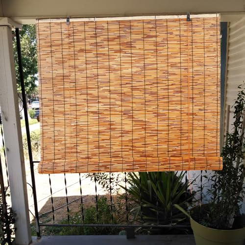 ORANGES Bambusrollo 110cm Breit, 140cm Hoch, UV-Schutz, Bambus, 100cm Breit, Natur, Wasserdicht, Holz, Jalousien, Raffrollo, Fenster, Balkon, Terrasse, Trennwand