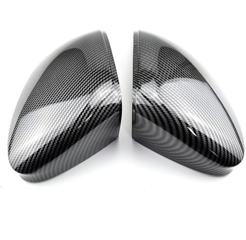 QTIPY Spiegelkappen Seitenspiegel Abdeckungen Premium Carbon Look Black Und Bright Black Auto-Rückspiegelgehäuseabdeckung Für VW Für Golf 8 MK8 2020 2021 (Color : No Side Assist-1)