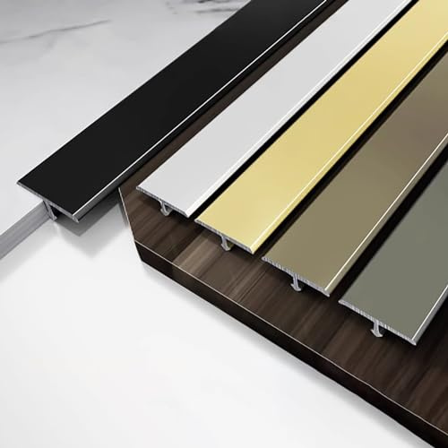 Raouoae Übergangsleiste Übergangsprofil T-Profil Edelstahl Schiene Übergangsprofil Übergangsschiene Flach Ausgleichsprofil Aluminium Abdeckleiste Länge 135CM*2 Stück(Schwarz,W:22MM H:7.5MM)