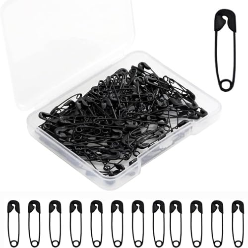 500 Stück Sicherheitsnadeln, 19mm Mini Sicherheitsnadeln aus Vernickeltem Stahl, Schwarz, für DIY Nähen Kleidung Basteln Schmuckherstellung
