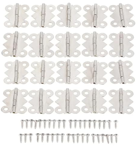 40 Stück antike Schmetterlings-Schranktürscharniere, 4 Löcher, Möbel, Schmuckschatullen, dekorative Scharniere, Möbelbeschläge mit Schraube, 25 x 20 mm