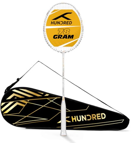 HUNDRED Glory Limited Edition Strung Badminton Racket (vit, standardstorlek) | Unisex | Material: Kolfiber | med helracketfodral