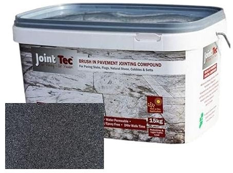 Joint-Tec 15kg - 20m² Coverage | Jointing Compound | Brush In Patio Grout For Paving Patios & Block Paving | Self Setting All Weather Application | Brush In Grout For Paving (Basalt Grey, 15kg)
