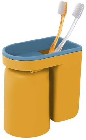 Zahnbecherhalter ohne Bohren, 1 Stück Selbstklebend Zahnbürstenhalter Wand mit Zahnputzbecher und Abflussloch für Badezimmer (Zahnbürste Nicht enthalten)