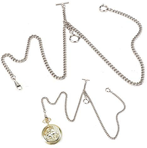 Brrnoo Clip fickur kedja, vintage metallegering fickväst kedja, 44 cm retro vintage metall fickur kedjelänk klassisk antik gåva