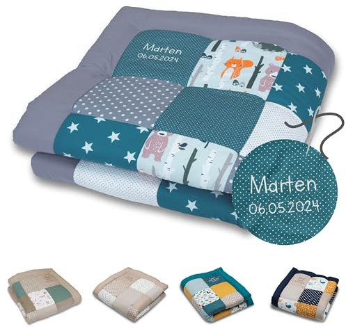 ULLENBOOM personalisierbare Krabbeldecke für Baby 120x120 cm - Dick & weich | Perfekt als Geschenk, Außenmaterial: 100% Baumwolle, OEKO-TEX zertifiziert, Made in EU, Schadstoffgeprüft, waschbar