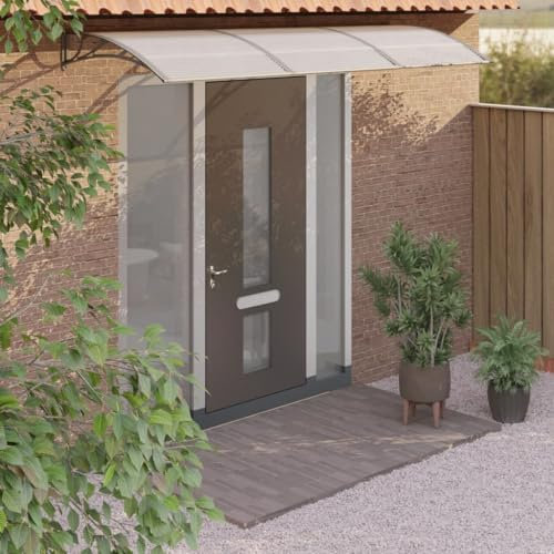 XGWKCNV Lawn & Garden Door Canopy Grey 300x100 cm Polycarbonate Outdoor Living
