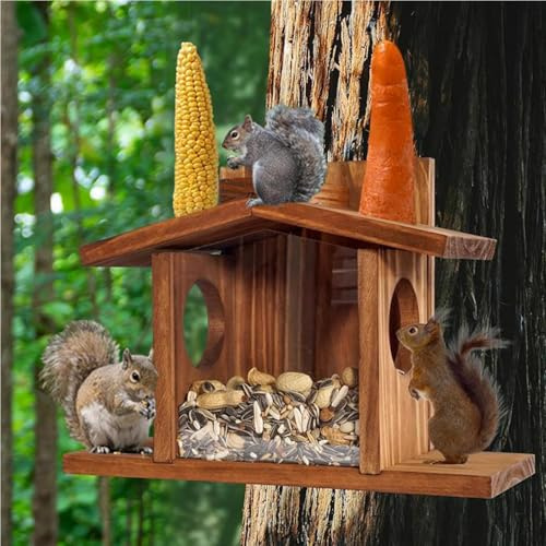 Eichhörnchen Futterhaus, 33x12.7x23.6cm Holz Eichhörnchenfutterstation | Eichhörnchen Futterhäuschen Für Draußen, Chipmunk Futterstation Aus Holz, Chipmunk Futterhaus Für Draußen Garten