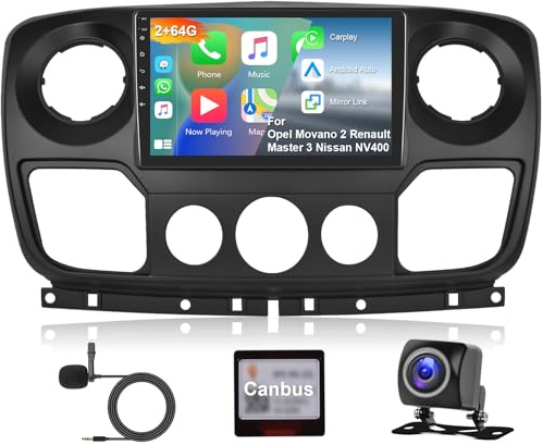 2GB+64GB Android Autoradio pour Renault Master 3 Opel Movano 2 Nissan NV400 2010-2021 Carplay Android Auto, Hodozzy Écran Tactile 10,1 Pouces, GPS WiFi, Bluetooth, FM/RDS Radio Voiture 2 Din + Caméra