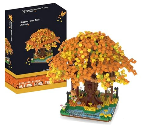 Unativer Bonsai Baum Bausteine, 1900 Teile Kirschblüte Baumhaus Bausteine Bausatz, Japanische Sakura Bonsai Baum Bausatz, Mikro Klemmbausteine Nicht Kompatibel mit Großen Marken (8003)