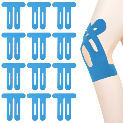 12stk Vorgeschnittenes Kinesiologie-Tape für Knie, Atmungsaktiv Kinesiologie-Tapestreifen für Sport Flexibel und Wasserfest Kniestützaufkleber für Knieschmerzen und Stabilität