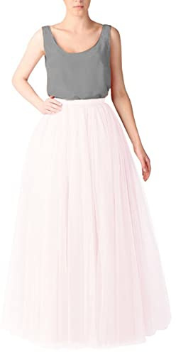 Tüllrock Damen Blau Tütü Lang Rock Tüll Gelb Tullrock Weiß Fasching Karneval Kostüm Faschingsrock Tutu Mesh Tanzrock Petticoat Ballettkleidung Unterrock Tulle