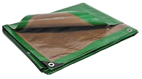 Lona para Techos 6x8 m - TECPLAST - HQ250TO - Verde y Marrón - Máximo rendimiento - Lona Impermeable para Techadores y Carpinteros