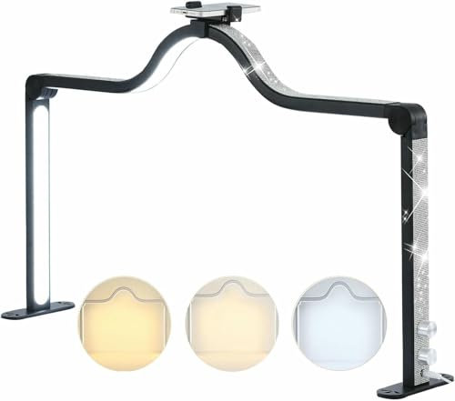 XDRGOOIUY Halbmondlicht für Nageltisch, 35 Zoll Faltbare Nageltechniklampe, 3000–6000 K Helligkeit einstellbares LED-Nagellicht für Schreibtisch, für Schönheit/Wimpern/Tattoos/Basteln