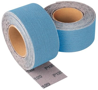FASTPLUS Sandpaper Roll Net Sanding Roll 70mmx12m Net Sanding Roll P80 Hook and Loop Ceramic Sandpaper Roll Ideal For Sanding Paints, Filler, Primers, Wood, Metal and Plastic