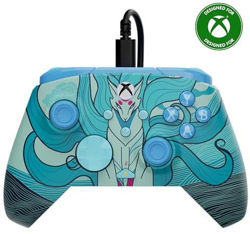 Turtle Beach Rematch Advanced Wired Gaming Controller for Xbox & PC – Powered Glow, Remappable Buttons, Hall-Effect Hair Triggers, 8ft Cable, Officially Licensed by Xbox – Blue Kitsune
