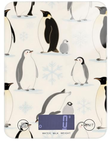 Piccola bilancia digitale da cucina con pinguino e fiocco di neve, per la produzione di sapone, 5 kg/5 g, con 4 unità per cuocere espresso (batterie non incluse)