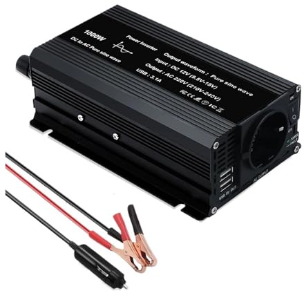 Onduleur À Affichage LED 1500W/2600W Onduleur DC 12 V vers AC 220 V pour Transformateur Tension À Onde Sinusoïdale Convertisseur Puissance Solaire Onduleur Puissance(12V 220V 1000W)