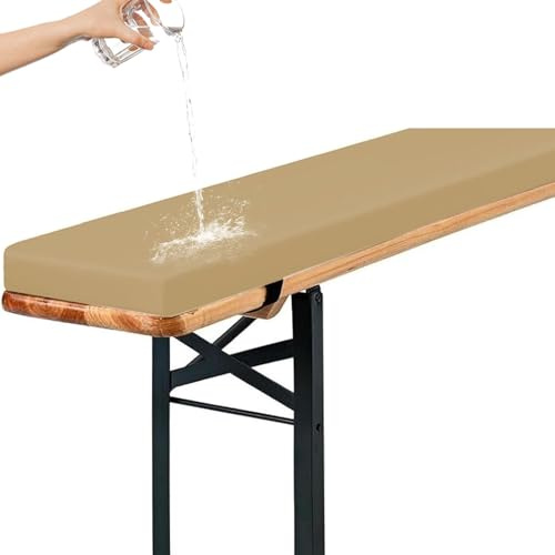 Genérico Cojines Acolchados para Banco de Cerveza, Cojín Antideslizante Impermeable 220x25, 180x23, 200x30 con Hebilla para Muebles de Exterior, Resistentes A La Intemperie,Beige,160x28x5cm