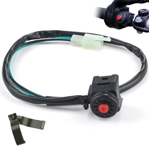 Interrupteur de Démarrage À Bouton Poussoir, Interrupteur à D'allumage Moto, Interrupteur Universel avec Bouton de Klaxon, Interrupteur D'arrêt de Guidon 22mm, pour Motos, Bouton D'arrêt de Moto