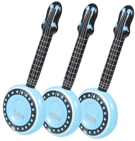 3 Stück Aufblasbares Instrumenten aus PVC, Blau, für Kinder | Musik und Geburtstagsfeiern, Deflationierbar, als Spielzeugrequisite für Bühne und Fest