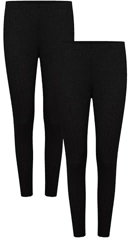 Heatwave Thermalwear 2 Pack Women’s Thermal Pants Long Johns Ladies Winter Base Layer Bottoms Warm Indoor Outdoor Underwear for Cold Weather, Black UK 10-12