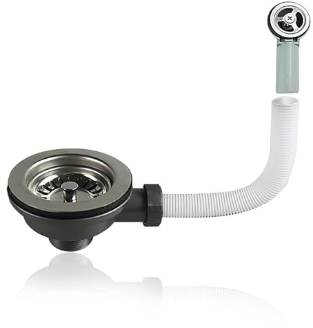 Kitchen Sink Waste Kit Sink Overflow Kit 114mm Sink Overflow Pipe Round Stainless Steel Drain Trap for Kitchen Sink Cabinet Drainage Accessories