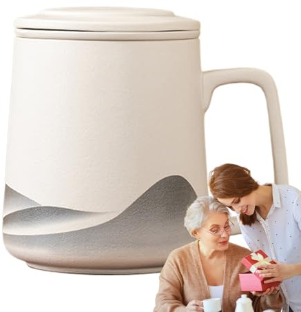 TyCylKu Taza de té con infusor y tapa, taza de filtro de cerámica de 360 ml, botella infusora de té, para mujeres, amantes, hogar, trabajo, oficinas, café, viajes, celebraciones