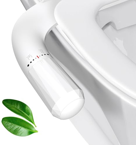 Knasin Bidet Attachment for Toilet UK, Ultra-Slim Cold Water Bidet Toilet Seat UK Attachment with Non-Electric Dual Nozzle(Feminine/Rear Wash), Adjustable Water Pressure, Easy Installation