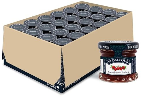 St Dalfour Mini Mermelada de fresa, 48 x 28g, sin azúcar añadido, 100% fruta