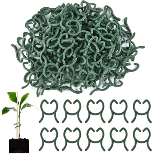 NiceNaiils Pack de 100 Clips para Plantas, Pinzas de Jardín tipo Mariposa para Soporte y Sujeción, Clips de Entutorado para Tomates, Rosales y Enredaderas, Color Verde, 2.6x2cm
