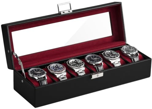 ProCase 6 Slots Watch Case Box for Men -Winered