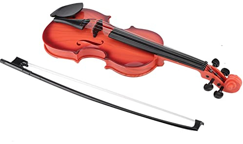 DAN&DRE Jouet de Violon Acoustique simulé pour Enfant, Instrument Musical pour Débutant en Matériau ABS pour Que Les Enfants Apprennent Les Notes, avec Cordes Réglables (Marron Clair)
