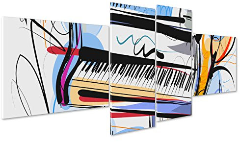 Bild auf Leinwand Canvas – Gerahmt – fertig zum Aufhängen – Klavier Flügel Musik – Illustration – Position Abstrakt Digital 170x70cm