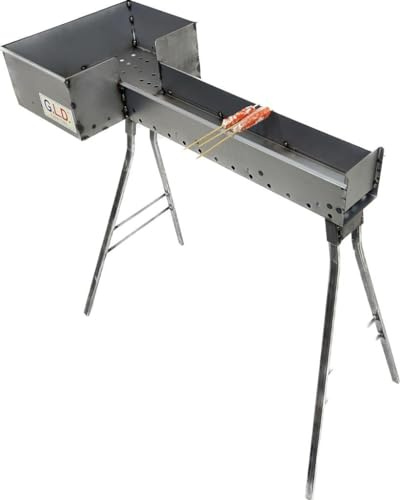 Fornacella canaletta barbecue per arrosticini 80 cm in ferro con testa 27x37 cm piedi staccabili originale Abruzzese con OMAGGIO