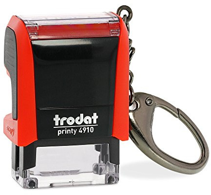 Stempel-Fabrik Trodat Printy 4910 Custom Stempel 26x9mm, 3 Zeilen | Selbstfärbestempel mit Schlüsselanhänger, personalisierbar für Namen, Adresse, Firma