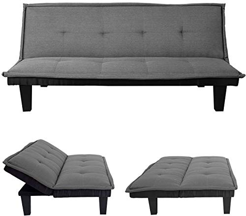 Mendler 3er-Sofa HWC-C87, Schlaffunktion 170x100cm - Textil, dunkelgrau | Couch, Schlafsofa, Gästebett, Bettsofa, Klappsofa