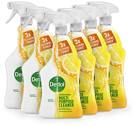 Dettol Spray, Antibacterial Multipurpose Cleaner, Lemon & Lime, 6.0L Total (1L x 6pck), Kitchen, Household Disinfectant Cleaning Solution, Kills 99.9 Percent of Germs