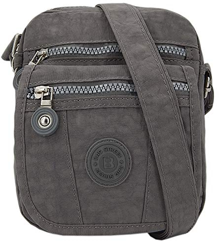 ekavale kleine Umhängetasche Damentasche aus hochwertigem wasserabwesendem Nylon Schultertasche (Grau)
